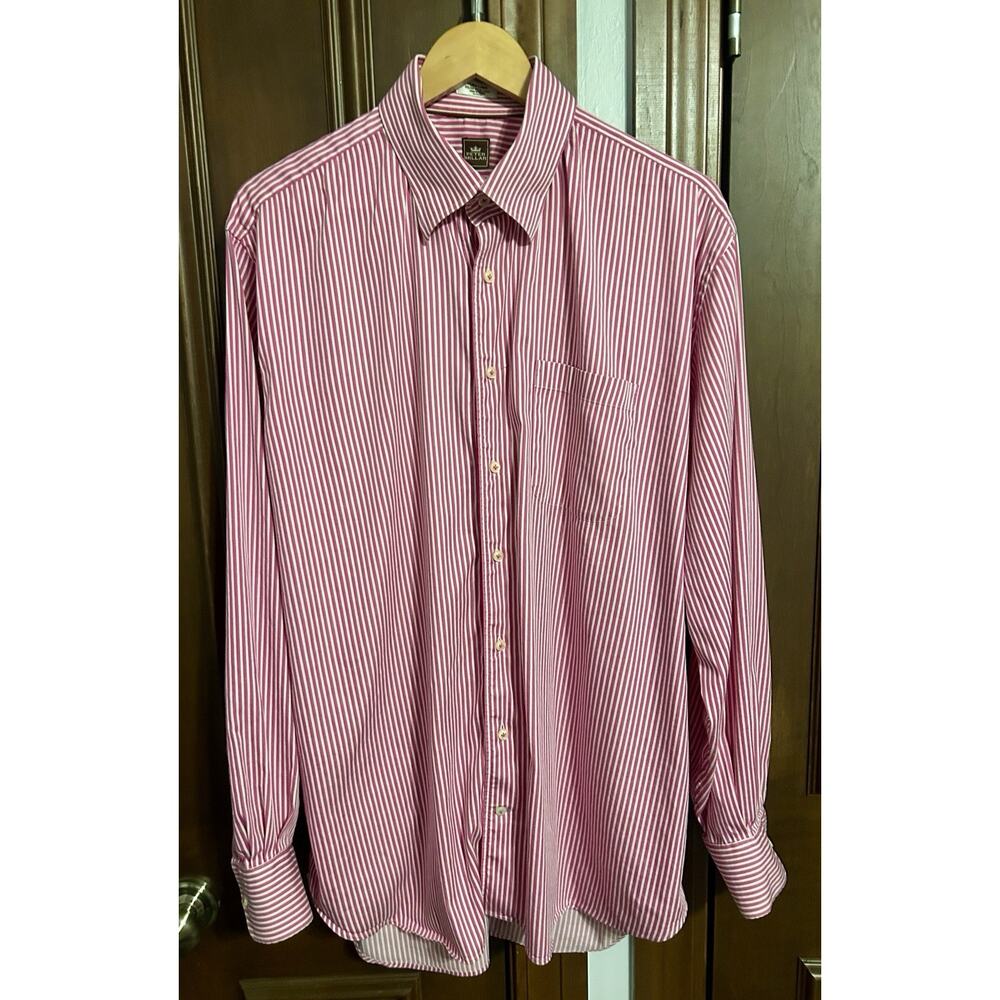Peter Millar Shirt Men’s X-Large Cotton Pink White Stripe Long Sleeve Button Up